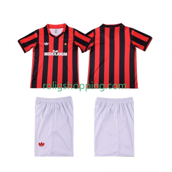 Fotbollströja AC Milan 1990 1991 Retro Barn Hemmaställ Kort ärm