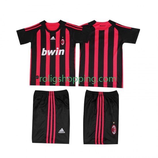 Fotbollströja AC Milan 2009 Retro Barn Hemmaställ 2008 Kort ärm