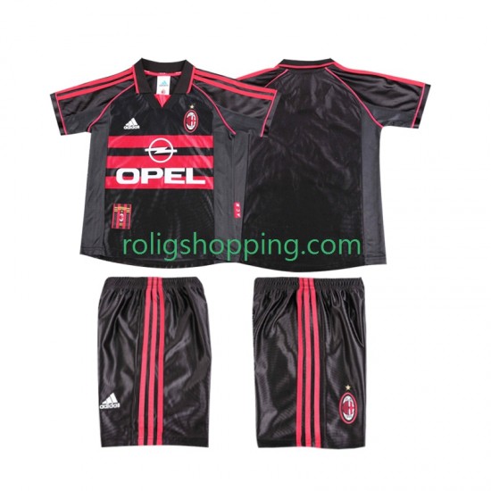 Fotbollströja AC Milan 1998 Retro Barn Tredjeställ 1999 Kort ärm