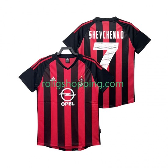 Fotbollströja AC Milan SHEVCHENKO 7 2002 2003 Retro Män Hemmaställ Kort ärm