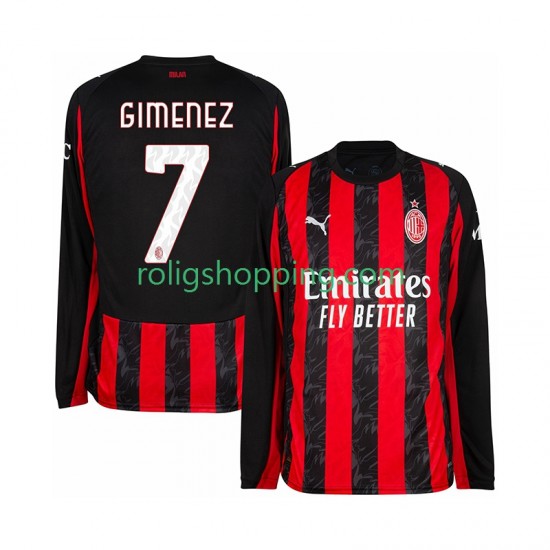 Fotbollströja AC Milan Santiago Gimenez 7 Män Hemmaställ 2025-2026 Lång ärm