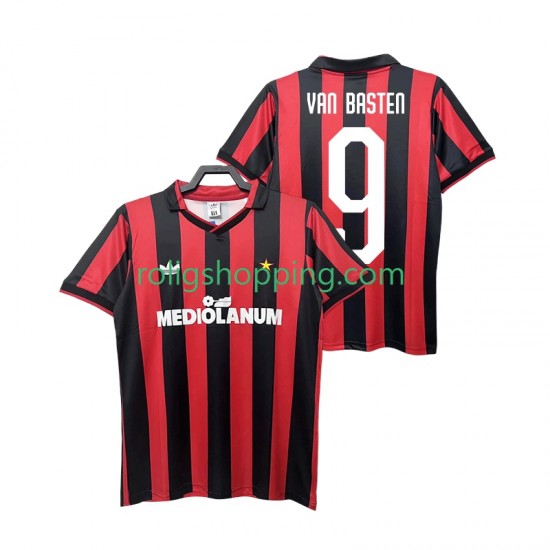 Fotbollströja AC Milan VAN BASTEN 9 1990 1991 Retro Män Hemmaställ Kort ärm