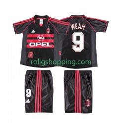 Fotbollströja AC Milan WEAH 9 1998 Retro Barn Tredjeställ 1999 Kort ärm