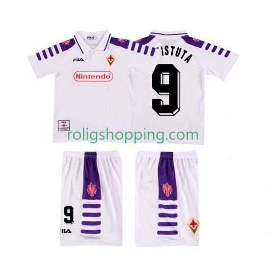 Fotbollströja Fiorentina BASTUTA 9 1998 Retro Barn Bortaställ 1999 Kort ärm
