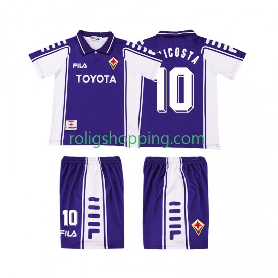 Fotbollströja Fiorentina RUI COSTA 10 2000 Retro Barn Hemmaställ 1999 Kort ärm