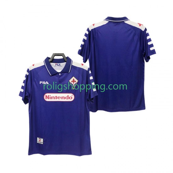 Fotbollströja Fiorentina 1998 Retro Män Hemmaställ 1999 Kort ärm