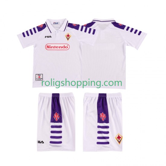 Fotbollströja Fiorentina 1998 Retro Barn Bortaställ 1999 Kort ärm