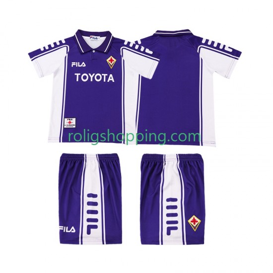 Fotbollströja Fiorentina 2000 Retro Barn Hemmaställ 1999 Kort ärm