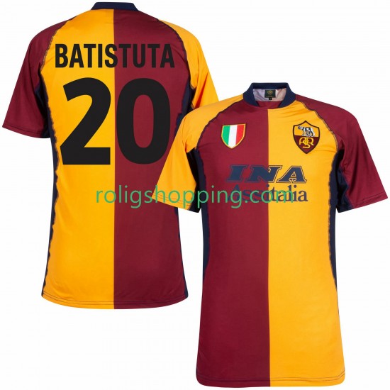 Fotbollströja AS Roma Batistuta 20 2000 2001 Retro Män Hemmaställ Kort ärm
