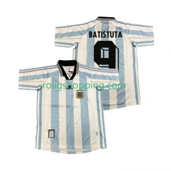 Fotbollströja Argentina BATISUTA 9 1998 Retro Män Hemmaställ Kort ärm
