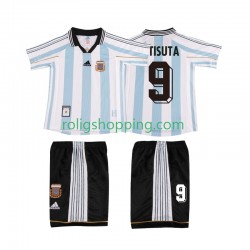 Fotbollströja Argentina BATISUTA 9 1998 Retro Barn Hemmaställ Kort ärm