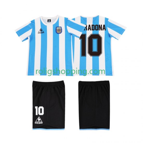 Fotbollströja Argentina MARADONA 10 1986 Retro Barn Hemmaställ Kort ärm