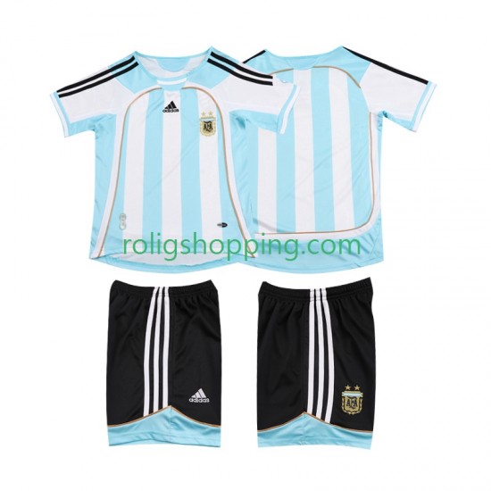 Fotbollströja Argentina 2007 Retro Barn Hemmaställ 2006 Kort ärm