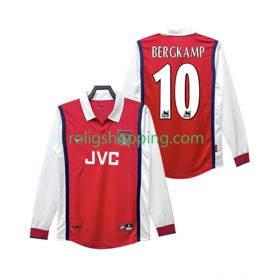 Fotbollströja Arsenal BERGKAMP 10 1998 Retro Män Hemmaställ 1999 Lång ärm