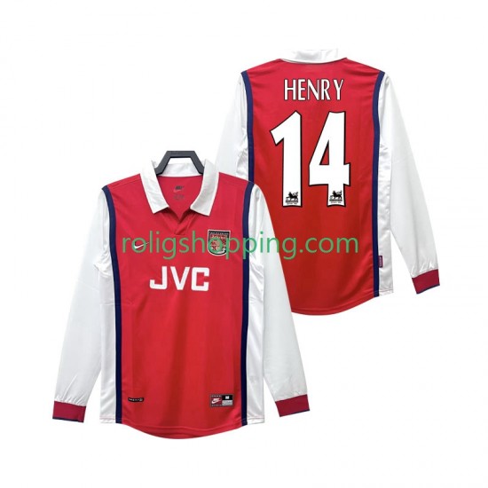 Fotbollströja Arsenal Henry 14 1998 Retro Män Hemmaställ 1999 Lång ärm