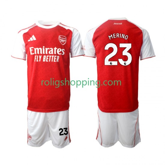 Fotbollströja Arsenal Merino 23 Barn Hemmaställ 2025-2026 Kort ärm