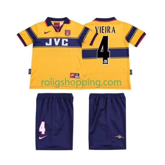 Fotbollströja Arsenal VIEIRA 4 1997 Retro Barn Bortaställ 1999 Kort ärm