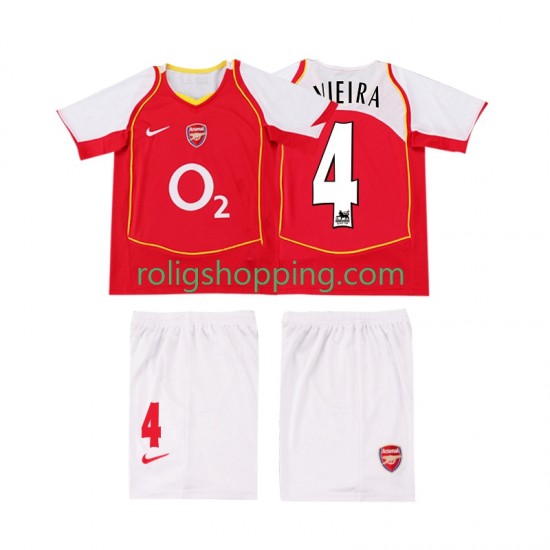 Fotbollströja Arsenal VIEIRA 4 2005 Retro Barn Hemmaställ 2004 Kort ärm