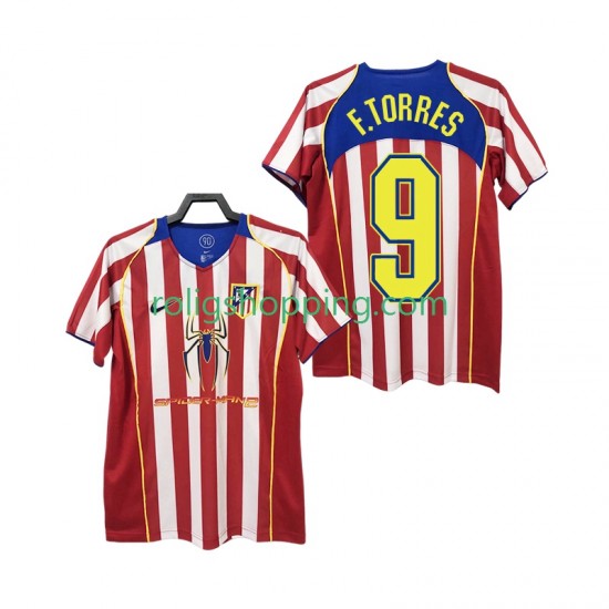Fotbollströja Atlético Madrid F TORRES 9 2005 Retro Män Hemmaställ 2004 Kort ärm