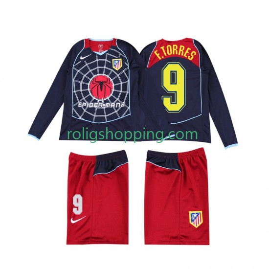 Fotbollströja Atlético Madrid F TORRES 9 2005 Retro Barn Bortaställ 2004 Lång ärm