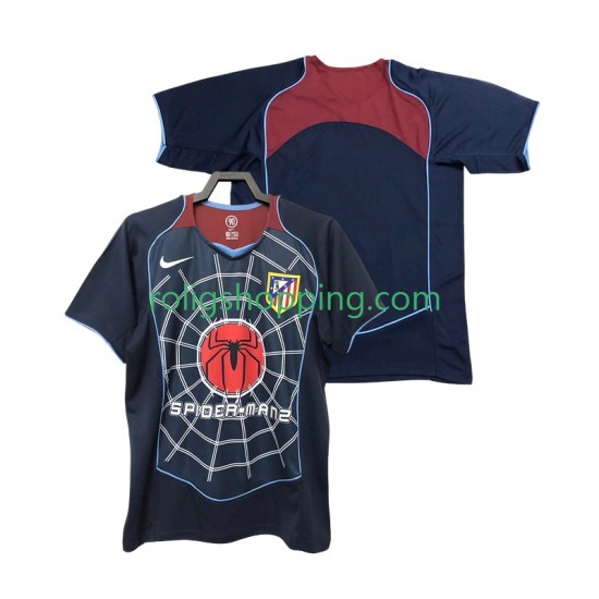 Fotbollströja Atlético Madrid 2005 Retro Män Bortaställ 2004 Kort ärm