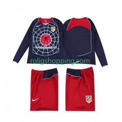 Fotbollströja Atlético Madrid 2005 Retro Barn Bortaställ 2004 Lång ärm
