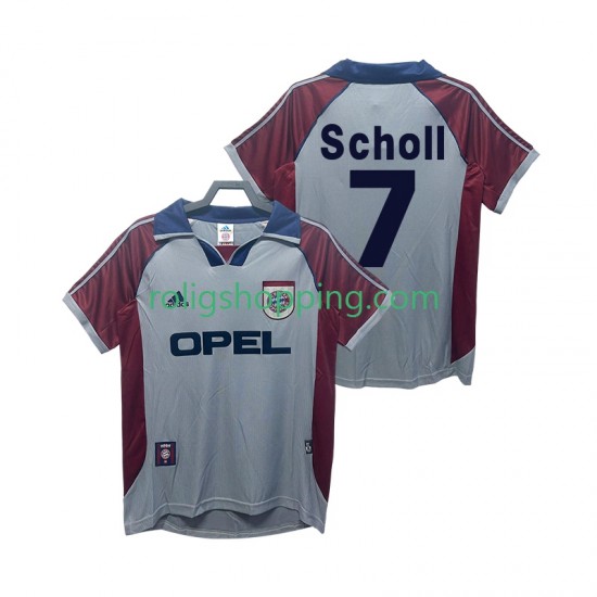 Fotbollströja FC Bayern München Scholl 7 1998 Retro Män Tredjeställ 1999 Kort ärm