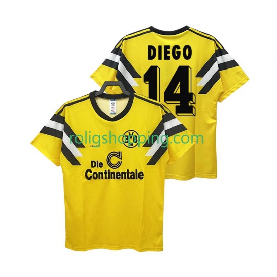 Fotbollströja Borussia Dortmund DIEGO 14 DFB-POKAL 1989 Retro Män Hemmaställ Kort ärm