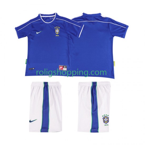 Fotbollströja Brasilien 1998 Retro Barn Bortaställ Kort ärm