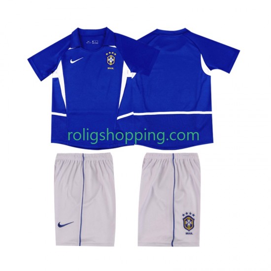 Fotbollströja Brasilien 2002 Retro Barn Bortaställ Kort ärm