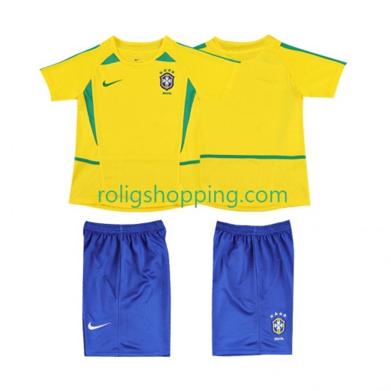 Fotbollströja Brasilien 2002 Retro Barn Hemmaställ Kort ärm