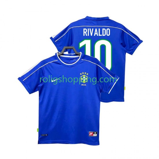 Fotbollströja Brasilien RIVALDO 10 1998 Retro Män Bortaställ Kort ärm