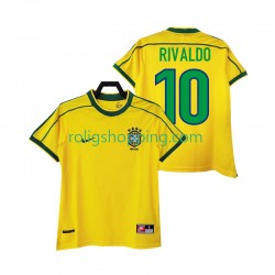 Fotbollströja Brasilien RIVALDO 10 1998 Retro Män Hemmaställ Kort ärm