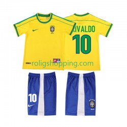 Fotbollströja Brasilien RIVALDO 10 1998 Retro Barn Hemmaställ Kort ärm