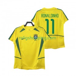 Fotbollströja Brasilien RONALDINHO 11 2002 Retro Män Hemmaställ Kort ärm