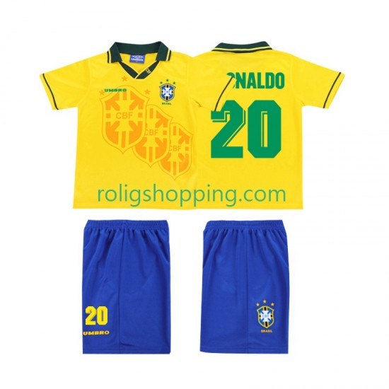 Fotbollströja Brasilien RONALDO 20 Retro Barn Hemmaställ 1994 Kort ärm