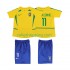 Fotbollströja Brasilien RONALOINHO 11 2002 Retro Barn Hemmaställ Kort ärm