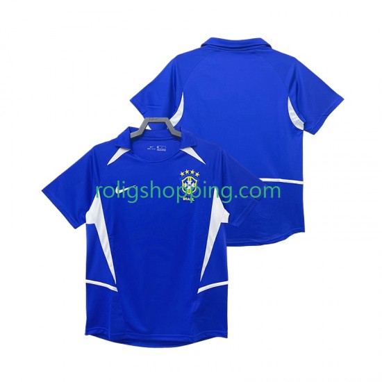 Fotbollströja Brasilien 2002 Retro Män Bortaställ Kort ärm