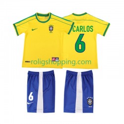 Fotbollströja Brasilien Roberto Carlos 6 1998 Retro Barn Hemmaställ Kort ärm