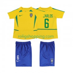 Fotbollströja Brasilien Roberto Carlos 6 2002 Retro Barn Hemmaställ Kort ärm