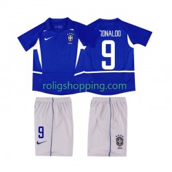 Fotbollströja Brasilien Ronaldo 9 2002 Retro Barn Bortaställ Kort ärm