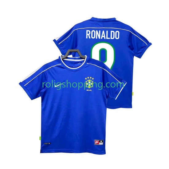 Fotbollströja Brasilien Ronaldo 9 1998 Retro Män Bortaställ Kort ärm