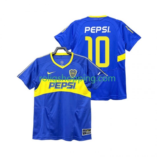 Fotbollströja CA Boca Juniors PEPSI 10 2003 Retro Män Hemmaställ 2004 Kort ärm