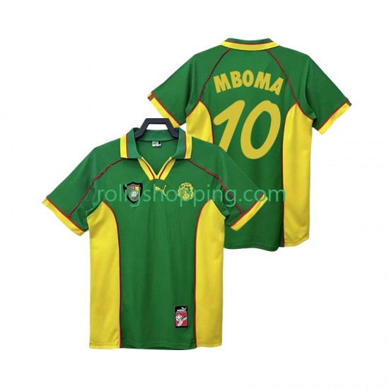 Fotbollströja Kamerun MBOBA 10 1998 Retro Män Hemmaställ Kort ärm