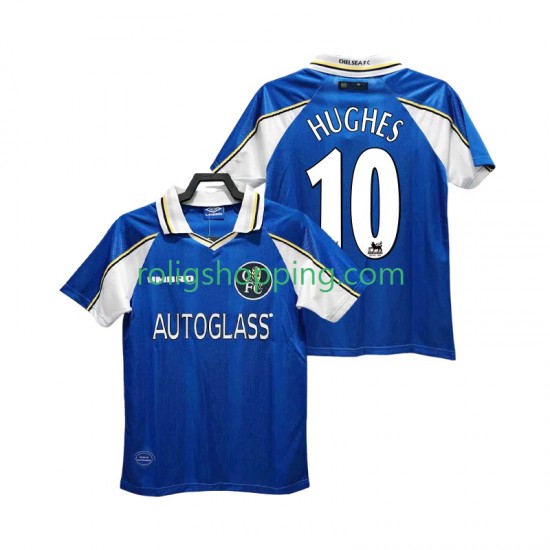 Fotbollströja Chelsea HUGHES 10 1997 Retro Män Hemmaställ 1999 Kort ärm