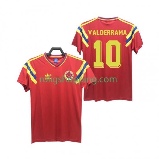 Fotbollströja Colombia VALDERRAMA 10 1990 Retro Män Bortaställ Kort ärm