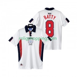 Fotbollströja England BATTY 8 1998 Retro Män Hemmaställ Kort ärm
