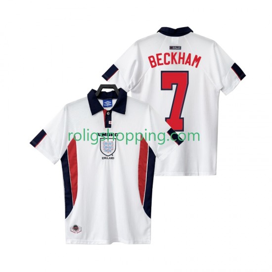 Fotbollströja England BECKHAM 7 1998 Retro Män Hemmaställ Kort ärm