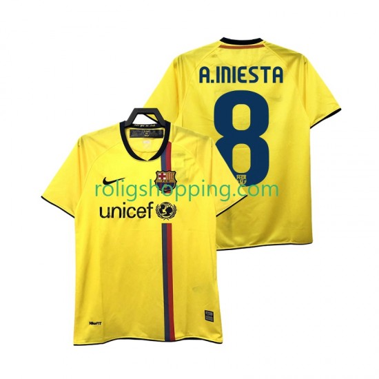 Fotbollströja FC Barcelona A INIESTA 8 2009 Retro Män Bortaställ 2008 Kort ärm
