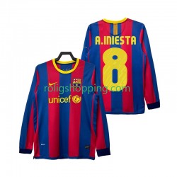 Fotbollströja FC Barcelona A INIESTA 8 Retro Män Hemmaställ 2011 2010 Lång ärm